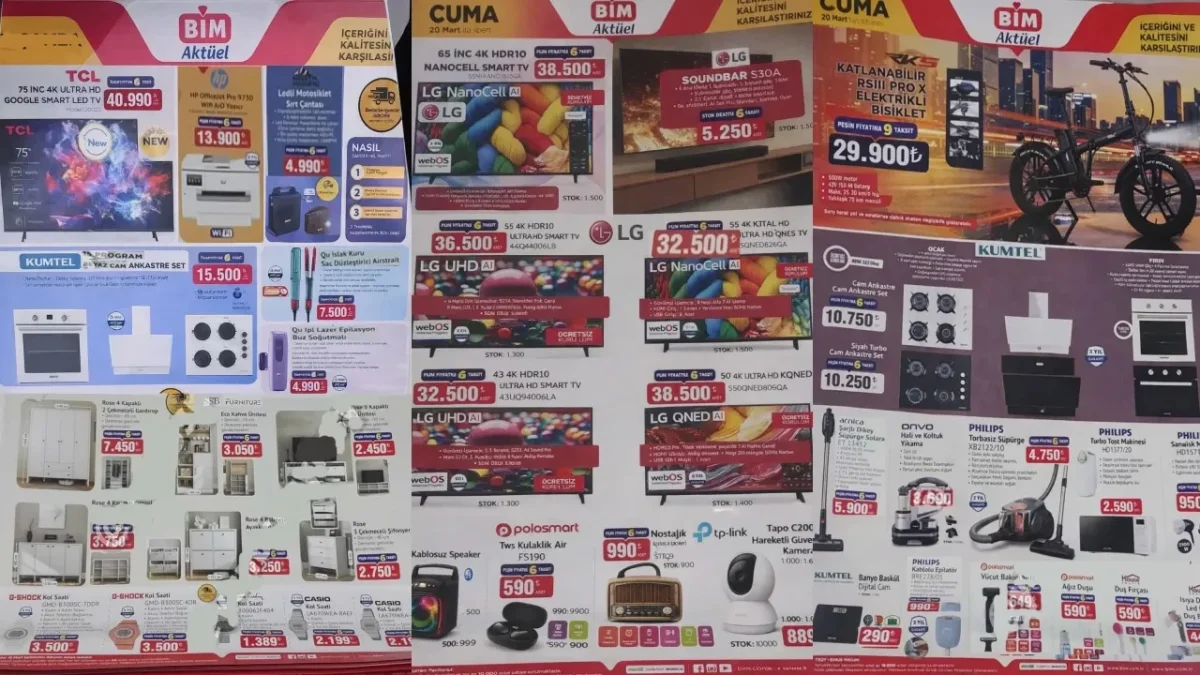 BİM’DE 13–20 MART AKTÜEL ÜRÜNLER SATIŞA ÇIKIYOR: TELEVİZYON, YAZICI, ANKASTRE SET VE EV MOBİLYALARI DİKKAT ÇEKİYOR